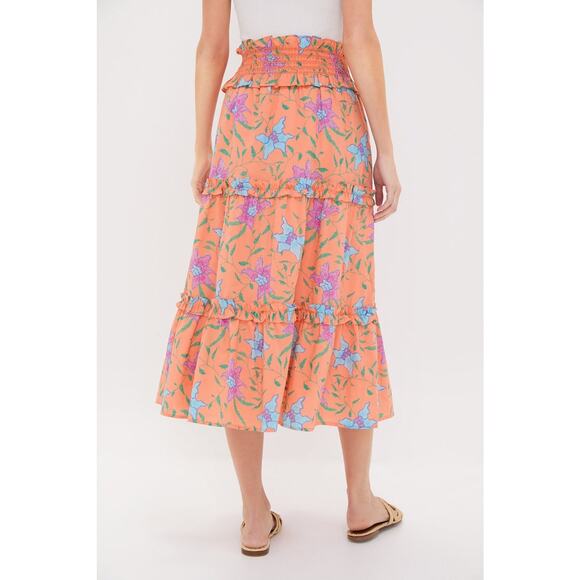 HYACINTH HOUSE Orange Multi Floral Smocked Odette Maxi Skirt Size XS NWT - Picture 2 of 8